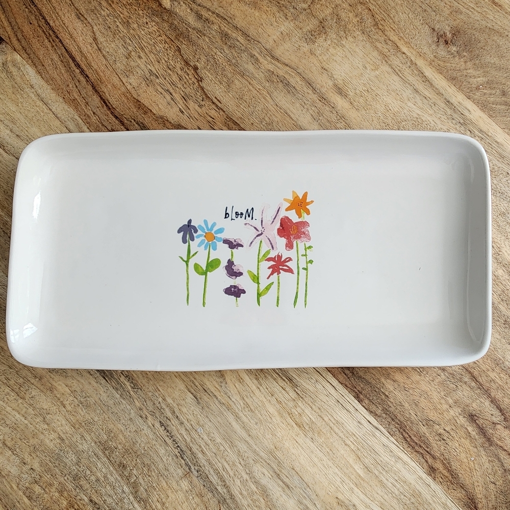 Rae Dunn Bloom Flower Floral Ceramic Serving Tray